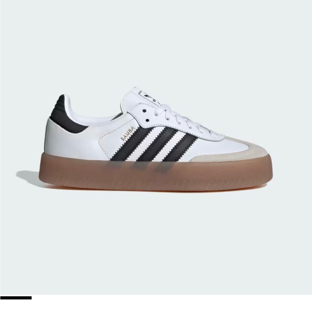 Adidas Samba White and Black Sneakers with Gum Sole - Picture 6 of 7